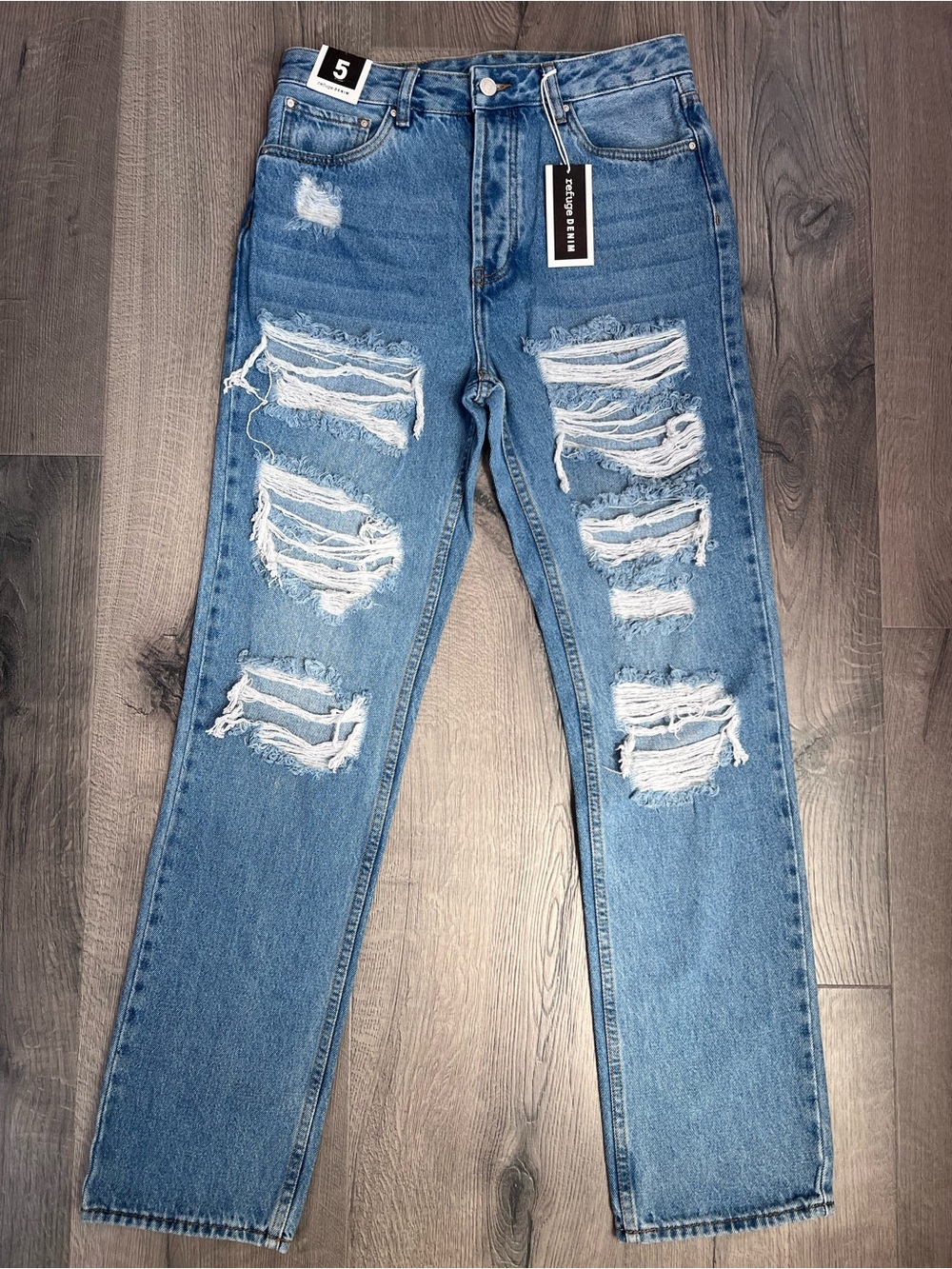 refuge High-Rise Distressed medium Blue Women's Jeans - 5Tall